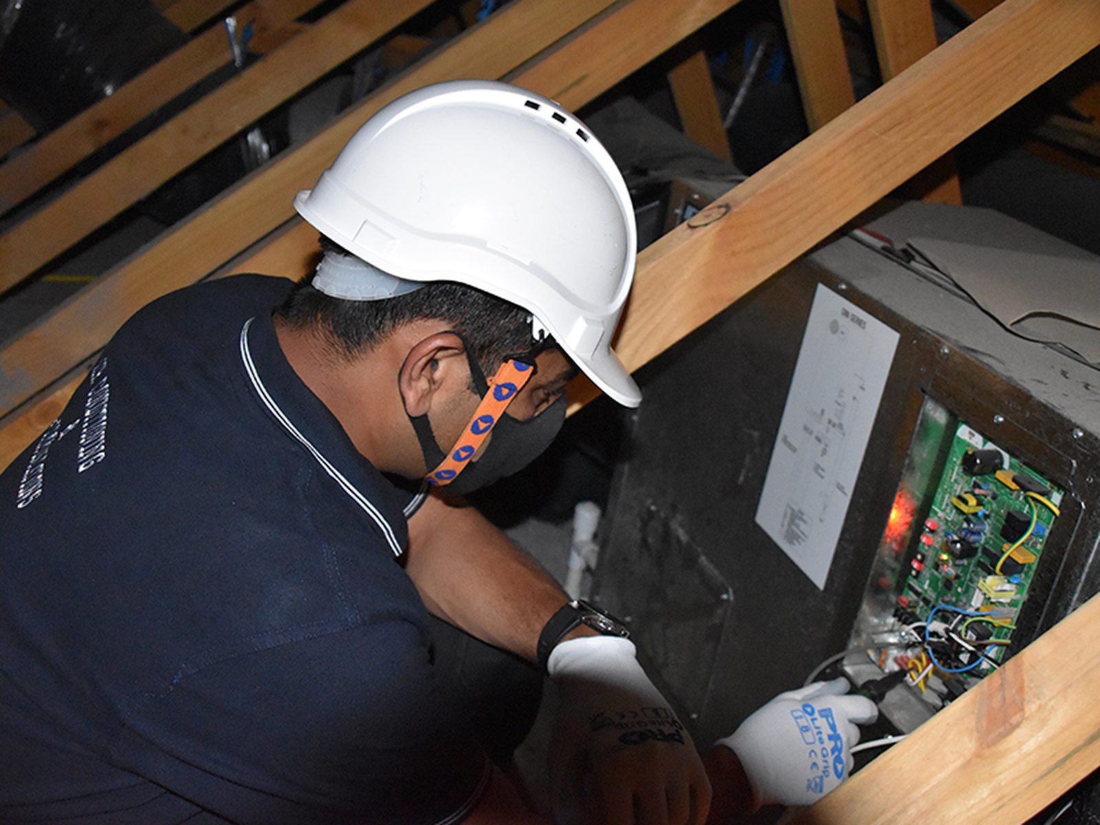 Rough-in work in a roof cavity
