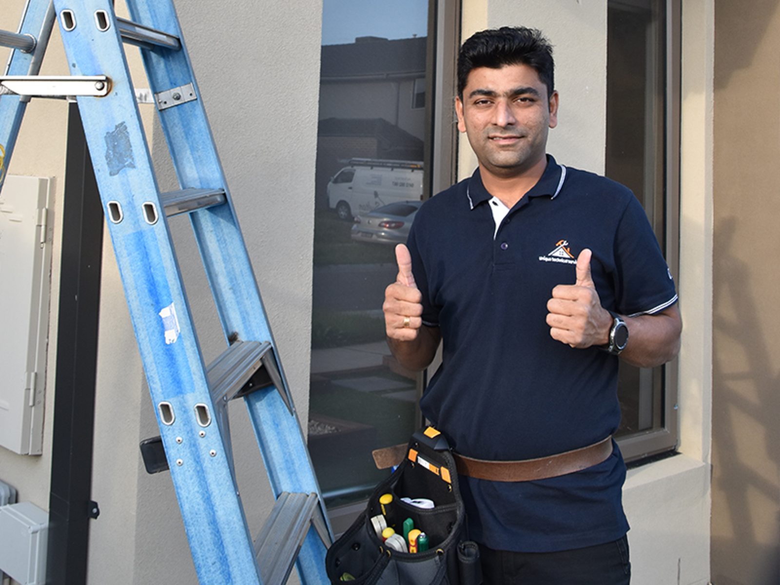 Technician on a new-build site